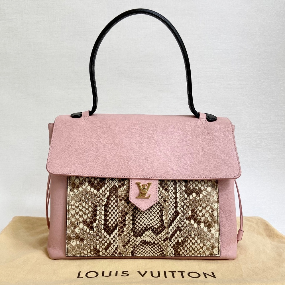 Authentic Louis Vuitton Lockme MM Rose Ballerine Pink w/ Python COA – Rare HTF